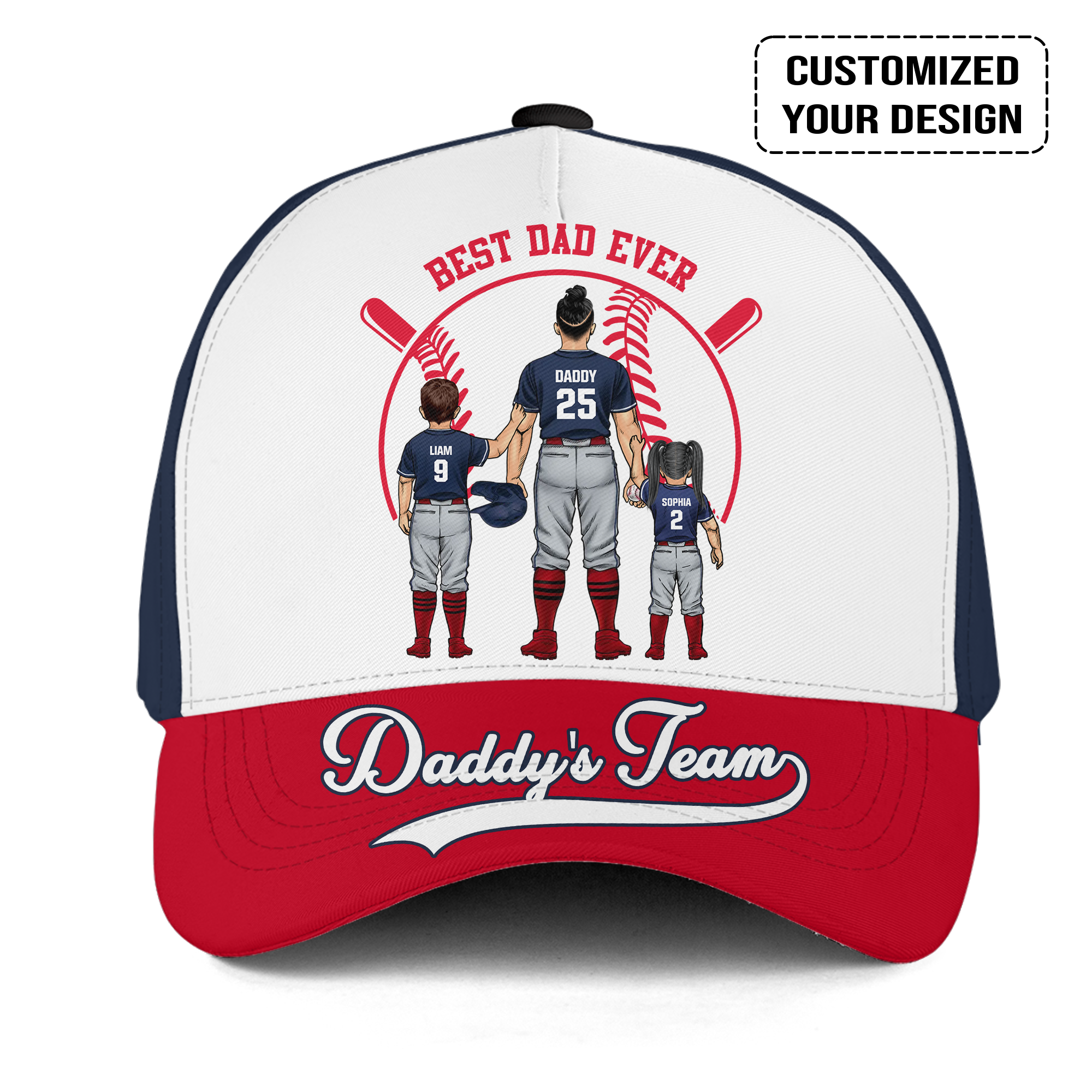 Personalized Cleveland Baseball Theme Family Dad Cap, Best Dad Ever, Daddy's Team Hat For Dad, Father, Grandpa, Family