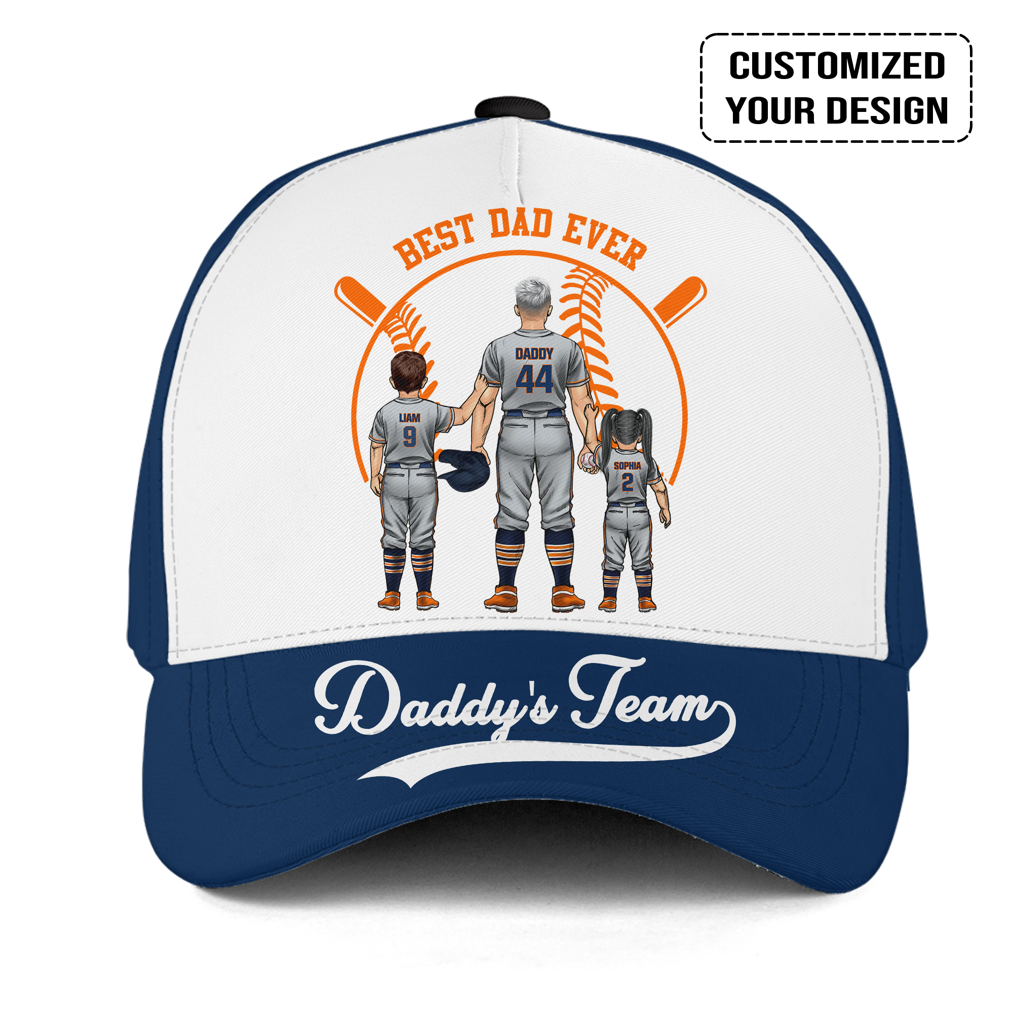 Personalized Detroit Baseball Theme Family Dad Cap, Best Dad Ever, Daddy's Team Hat For Dad, Father, Grandpa, Family