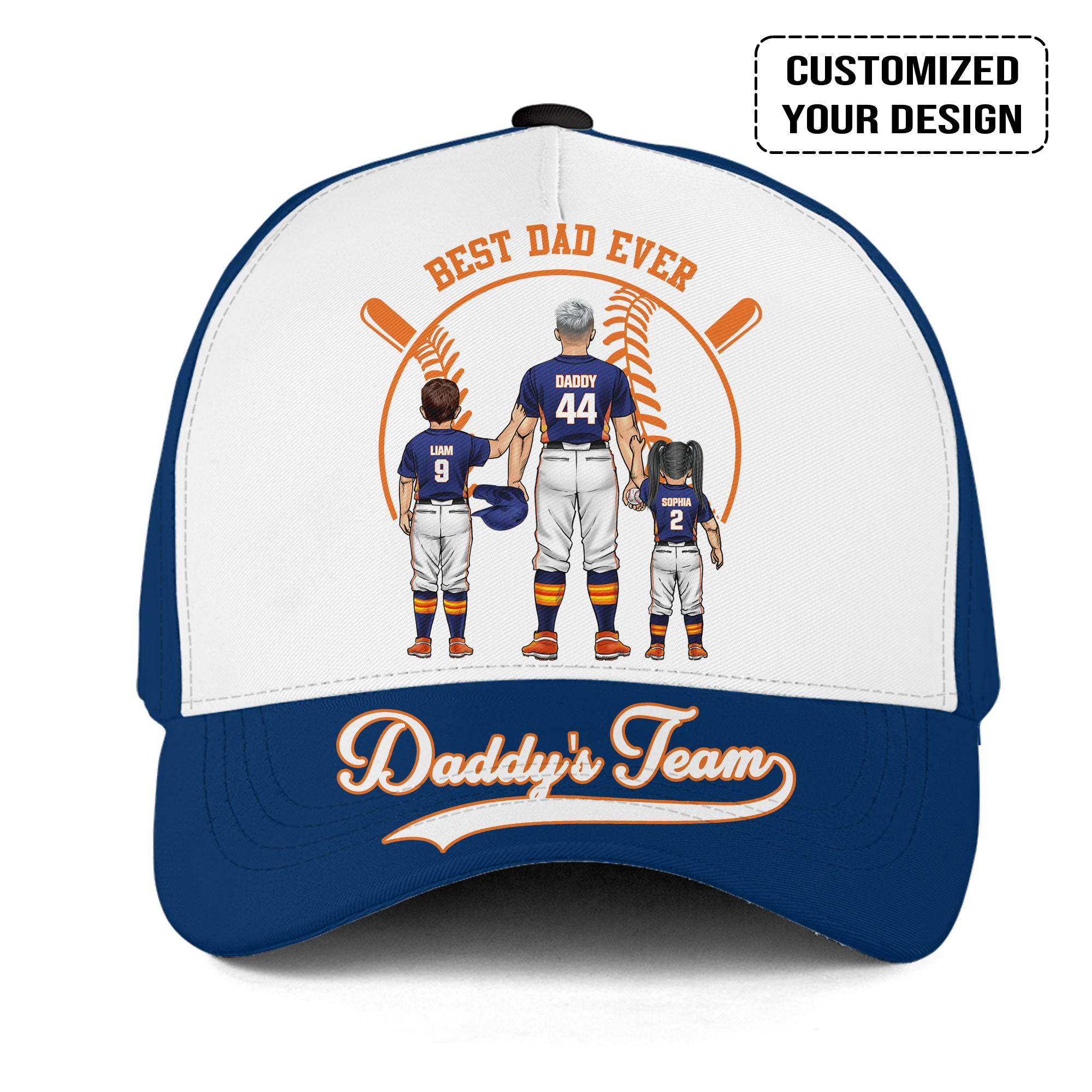 Personalized Houston Baseball Theme Family Dad Cap, Best Dad Ever, Daddy's Team Hat For Dad, Father, Grandpa, Family