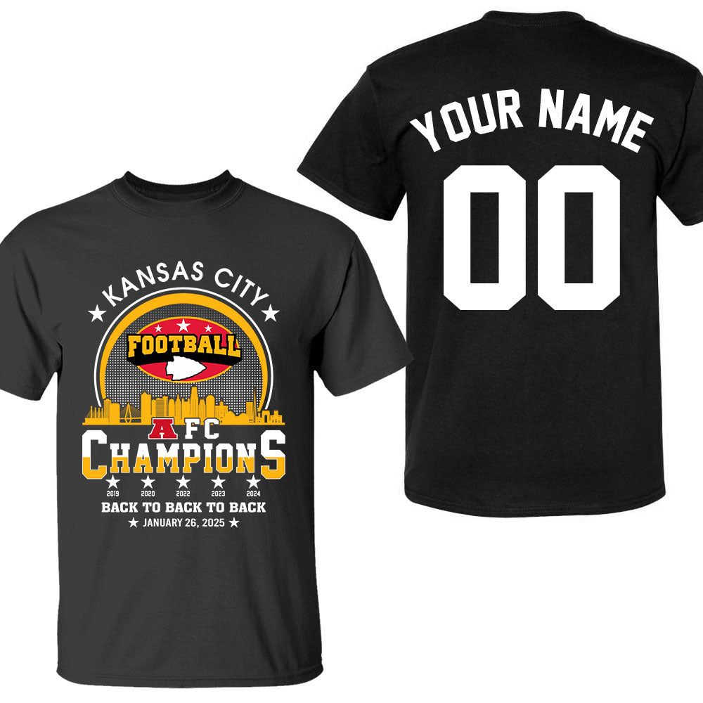 Personalized Kansas City Football 2024-2025 AFC Champions Double Sided Hoodie, Perfect Outfit For Kansas City Football Fans