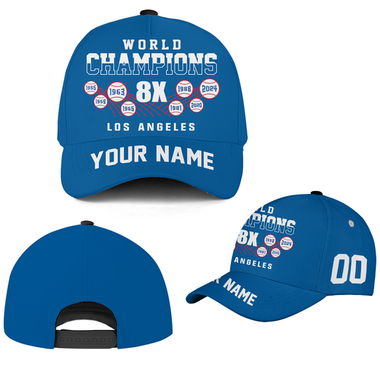 Personalized Los Angeles Baseball 8X World Champions Hat For World Champions 2024, Los Angeles Champs Baseball Cap Gifts