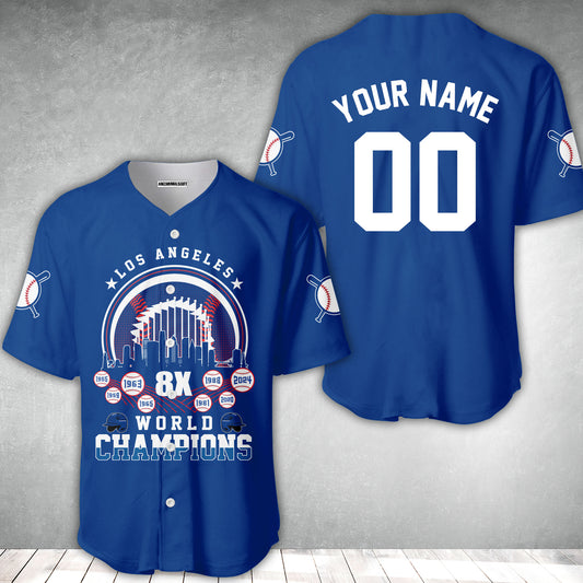 Personalized Los Angeles Baseball 8X World Champions Jersey For World Champions 2024, Los Angeles Baseball Champs Gifts