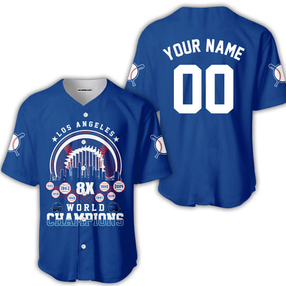 Personalized Los Angeles Baseball 8X World Champions Jersey For World Champions 2024, Los Angeles Baseball Champs Gifts