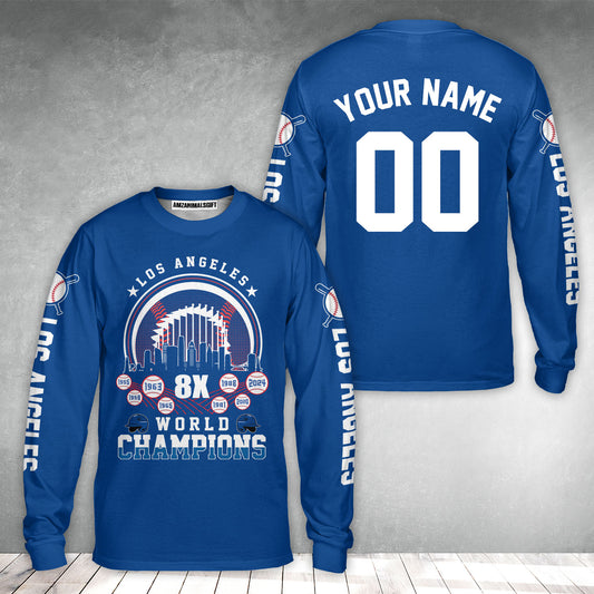 Personalized Los Angeles Baseball 8X World Champions Long Sleeve Shirt For World Champions 2024, Los Angeles Baseball Gifts