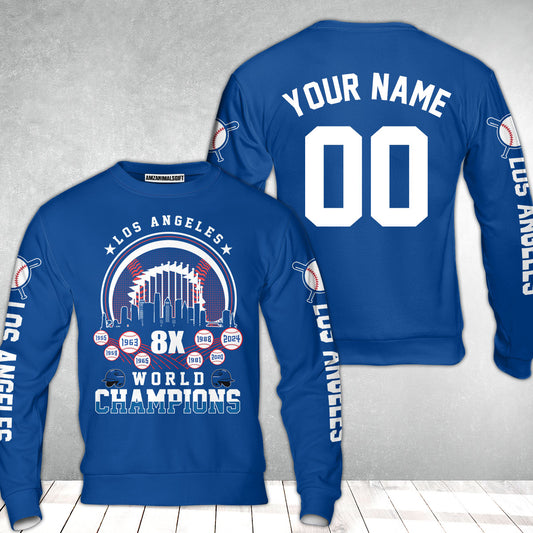 Personalized Los Angeles Baseball 8X World Champions Sweatshirt For World Champions 2024, Los Angeles Baseball Champs Gifts