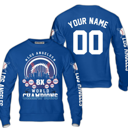 Personalized Los Angeles Baseball 8X World Champions Jersey For World Champions 2024, Los Angeles Baseball Champs Gifts