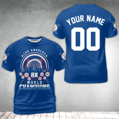 Personalized Los Angeles Baseball 8X World Champions Jersey For World Champions 2024, Los Angeles Baseball Champs Gifts