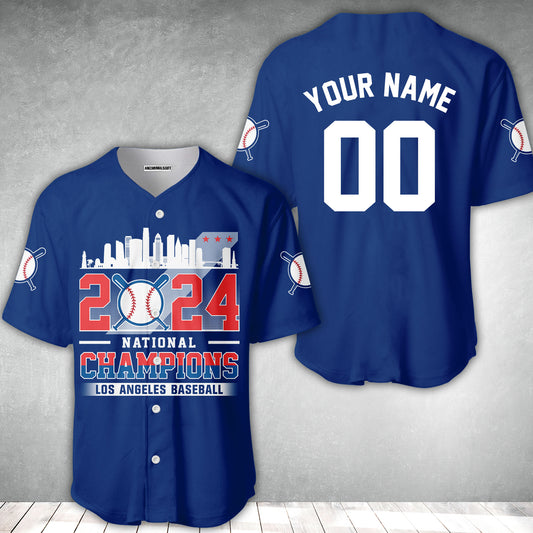 Personalized Los Angeles D Baseball 2024 National Champions Baseball Jersey, Los Angeles D Champs Baseball Jersey Gifts