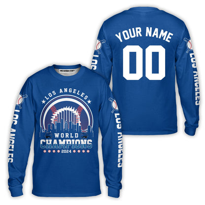 Personalized Los Angeles Baseball Skyline 2024 World Champions Baseball Jersey, Los Angeles World Champs Baseball Jersey