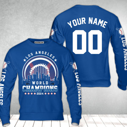 Personalized Los Angeles Baseball Skyline 2024 World Champions Baseball Jersey, Los Angeles World Champs Baseball Jersey