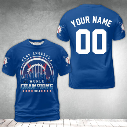 Personalized Los Angeles Baseball Skyline 2024 World Champions Baseball Jersey, Los Angeles World Champs Baseball Jersey