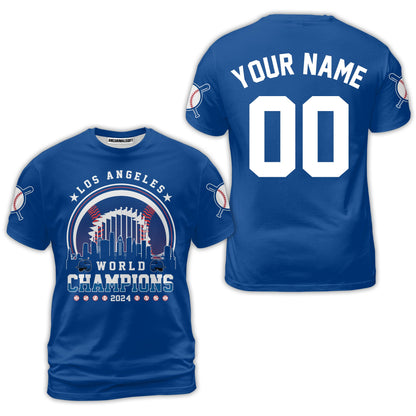 Personalized Los Angeles Baseball Skyline 2024 World Champions Baseball Jersey, Los Angeles World Champs Baseball Jersey