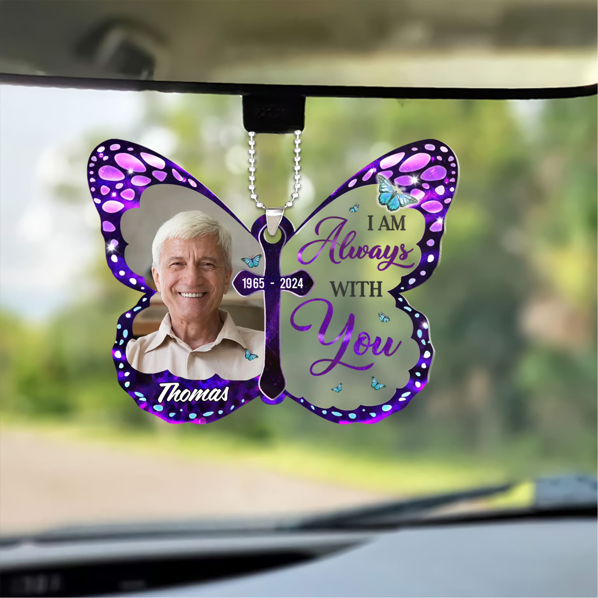 Personalized Memorial Photo Butterfly Acrylic Car Ornament - Your Wings Were Ready, Sympathy Gift For Family Members, Friends