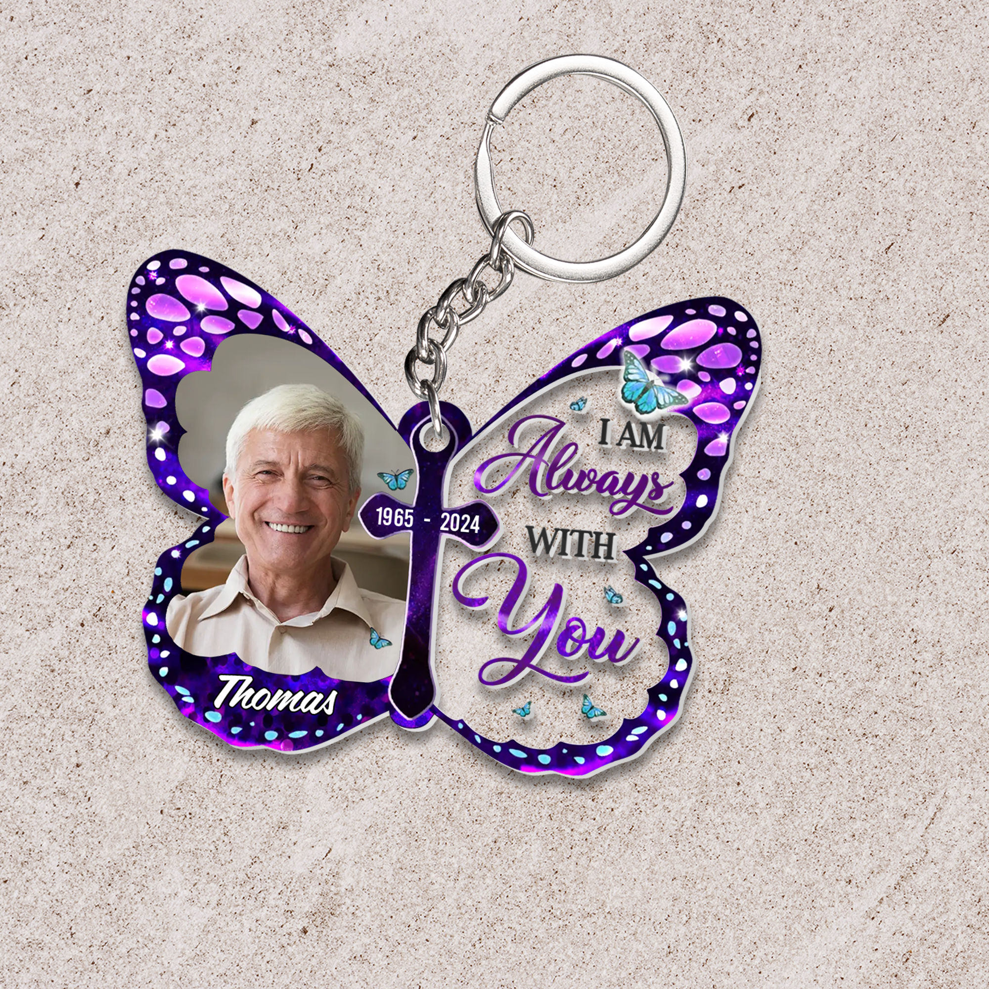 Personalized Memorial Photo Butterfly Acrylic Keychain - Your Wings Were Ready, Sympathy Gift For Family Members, Friends