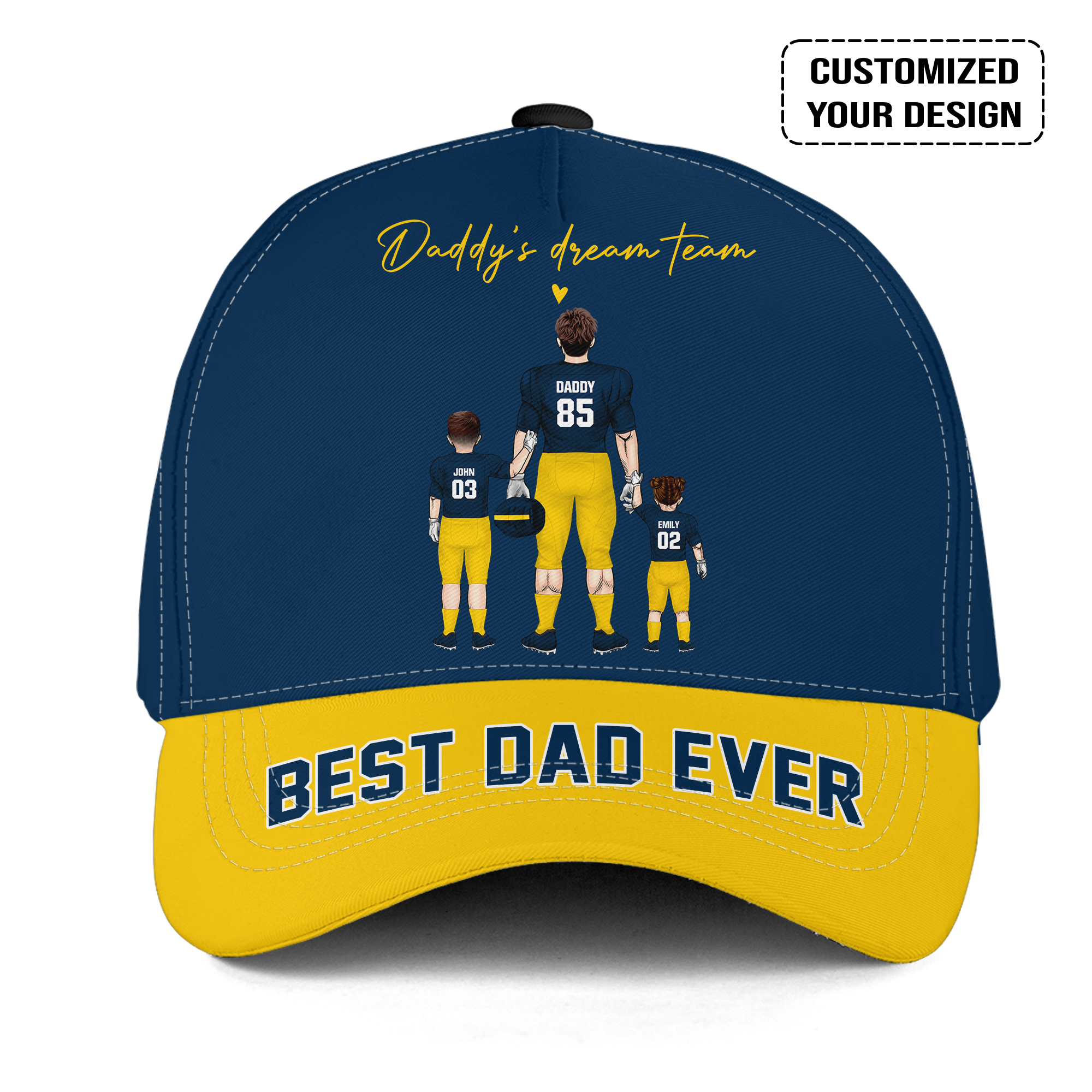 Personalized Michigan Football Theme Family Dad Cap - Best Dad Ever, Perfect Hat For Dad, Father, Grandpa, Family