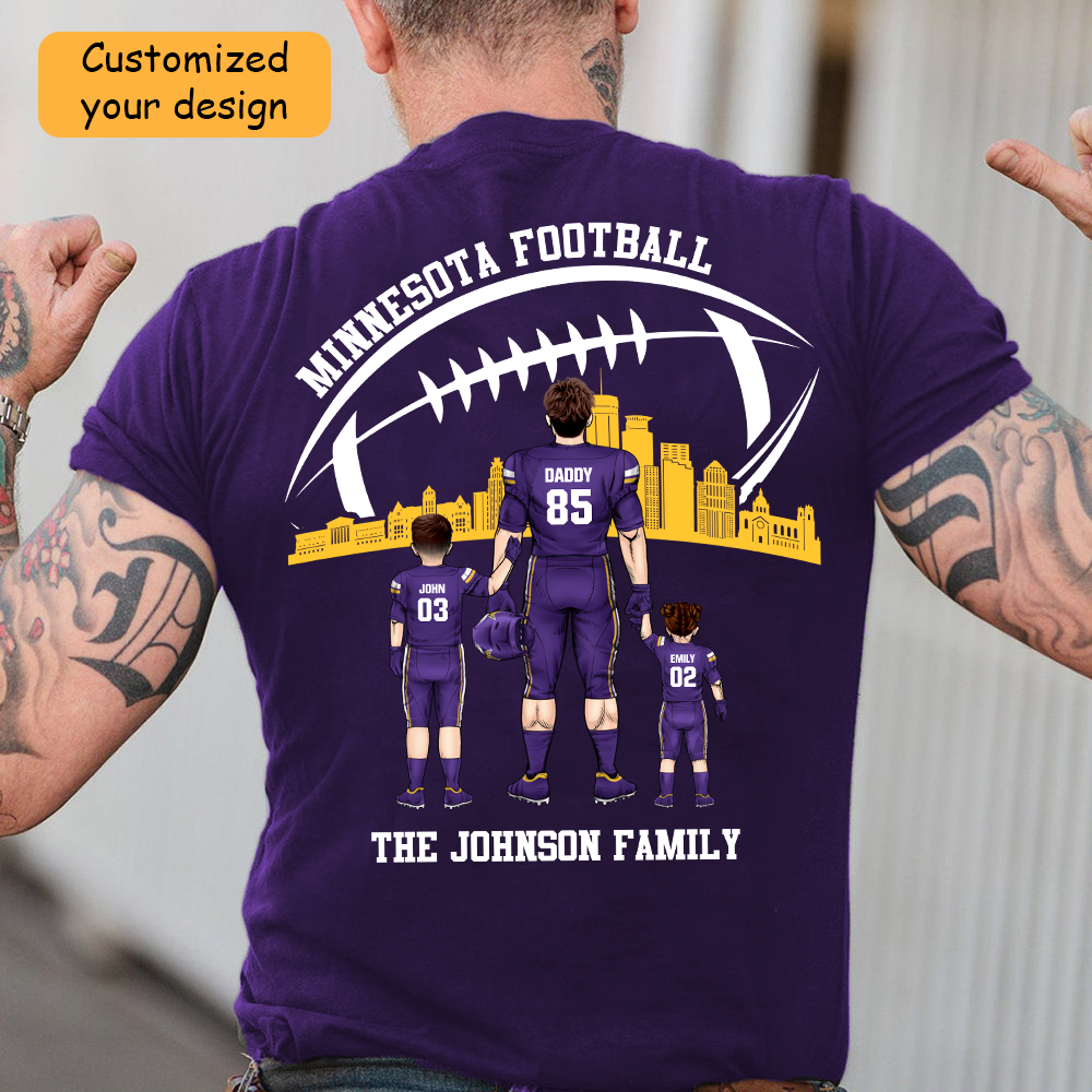 Personalized Minnesota American Football Family Dad Shirt, Perfect Gift For Dad, Father, Grandpa, Family, Football Lovers