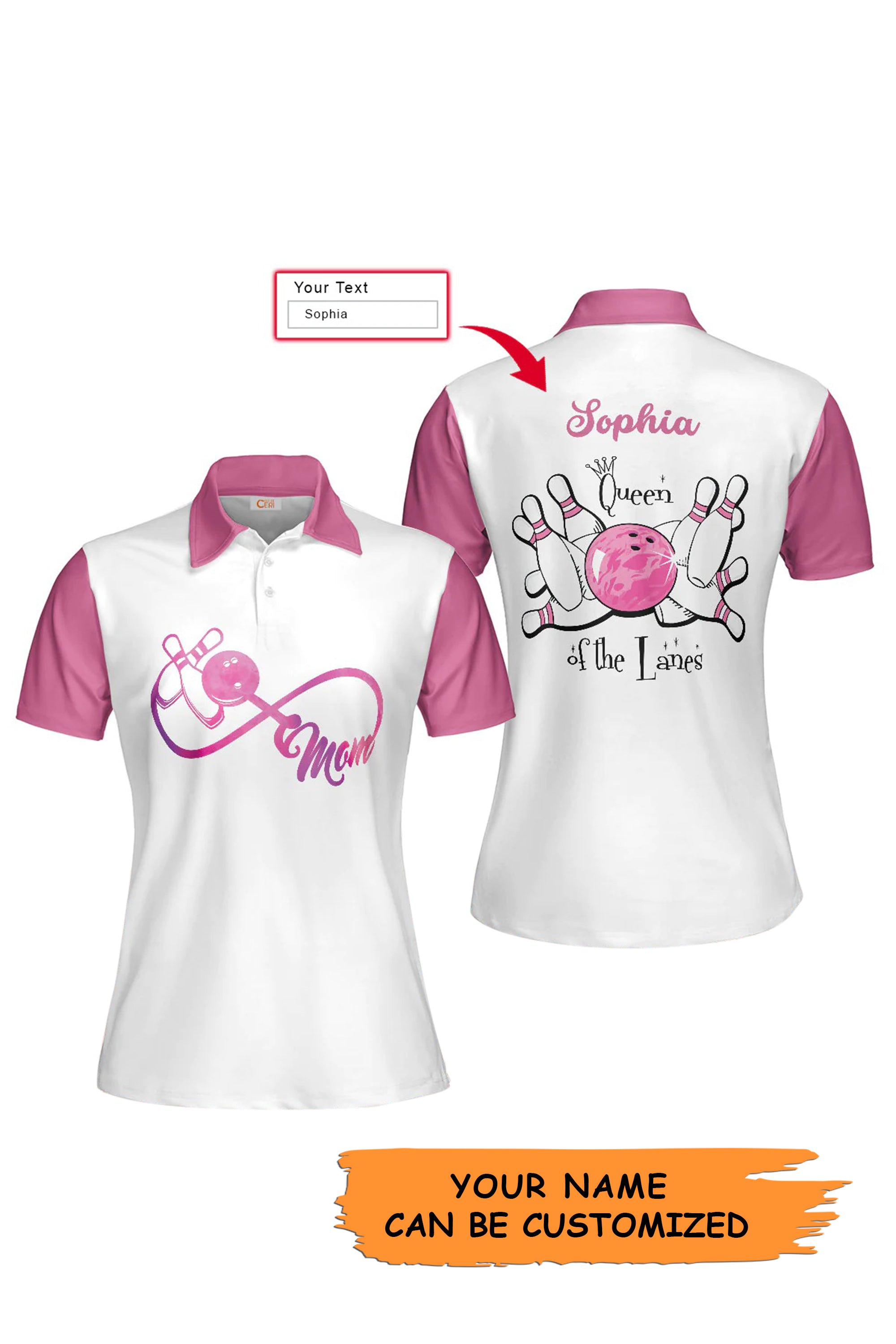 Personalized Mom Bowling Women Polo Shirt, Queen Of The Lanes Custom Short Sleeve Shirt For Female