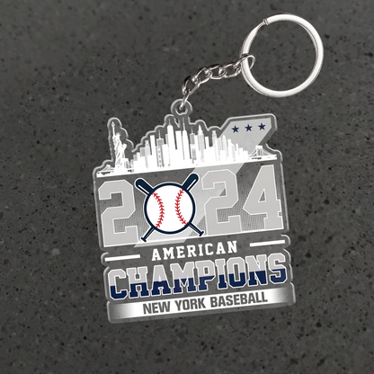 Personalized New York Y Baseball 2024 American Champions Acrylic Ornament, New York Y Champs Christmas Ornament Gifts