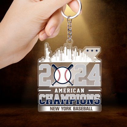 Personalized New York Y Baseball 2024 American Champions Acrylic Ornament, New York Y Champs Christmas Ornament Gifts