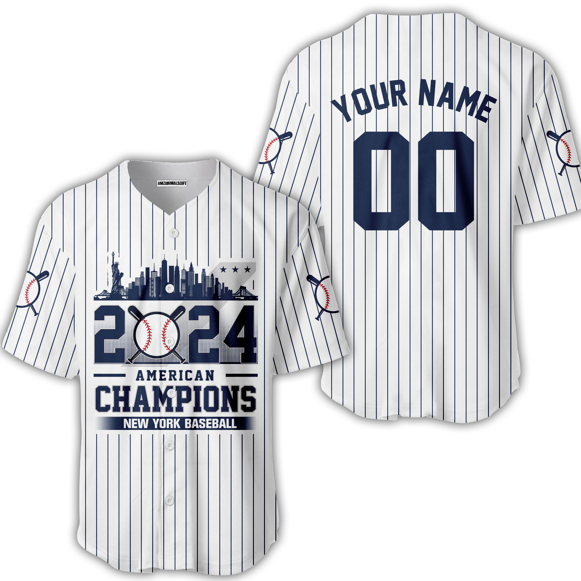 Personalized New York Y Baseball 2024 American Champions Baseball Jersey, New York Y Champs Baseball Jersey Gifts