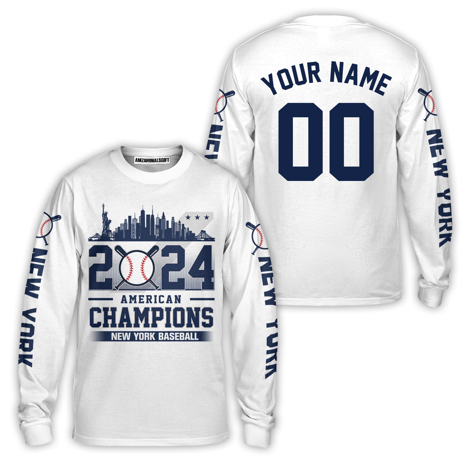 Personalized New York Y Baseball 2024 American Champions Long Sleeve Shirt, New York Y Champs Shirt Gifts