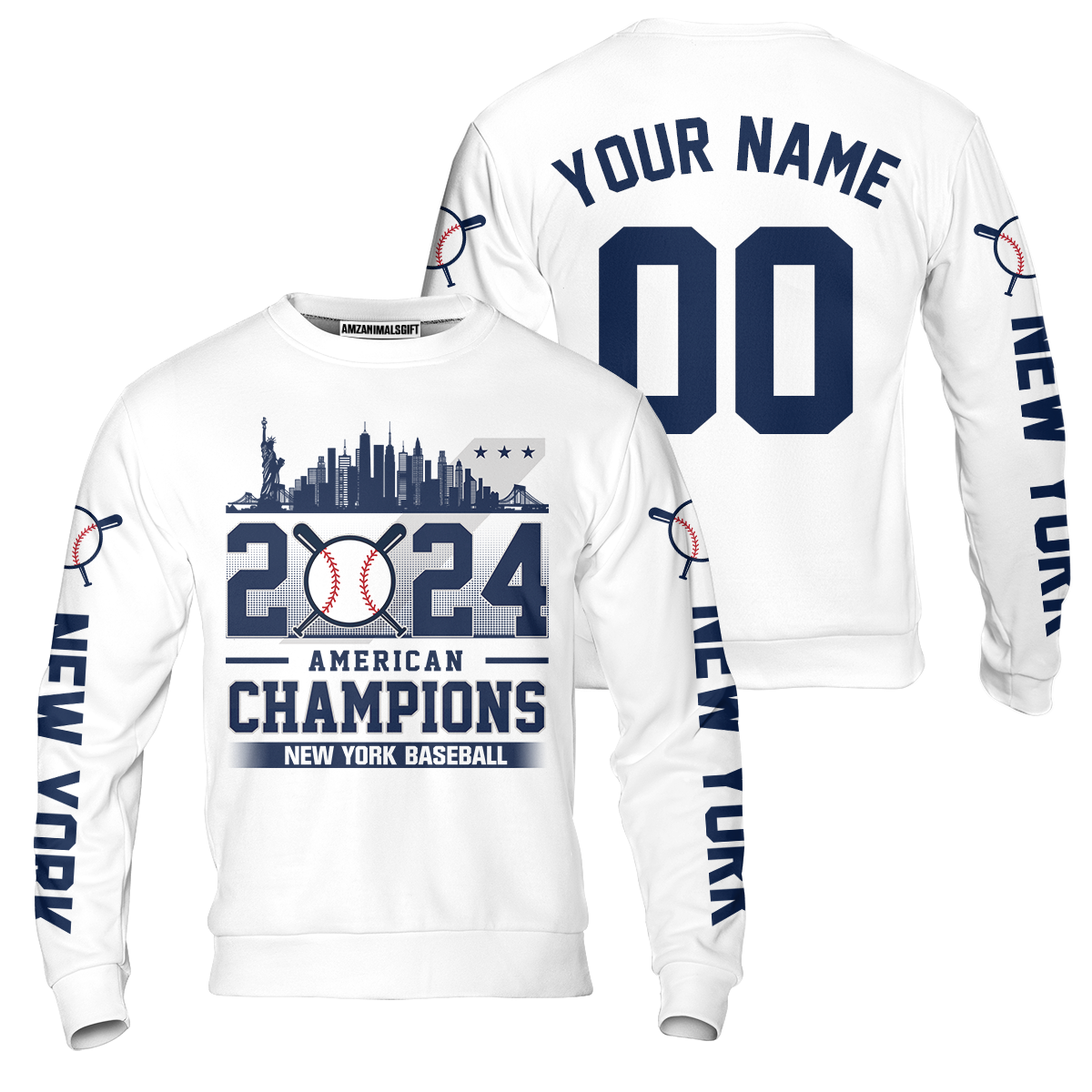 Personalized New York Y Baseball 2024 American Champions Sweatshirt, New York Y Champs Sweatshirt Gifts