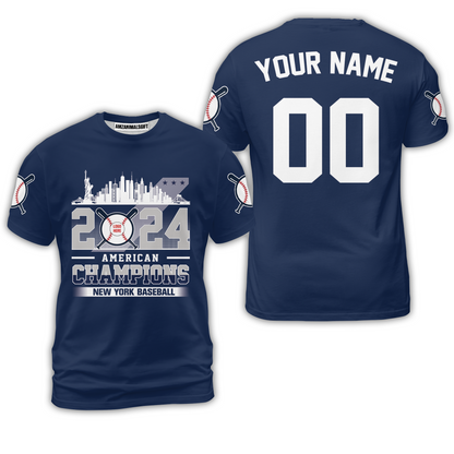 Personalized New York Y Baseball 2024 American Champions Hoodie, New York Y Champs Hoodie Gifts