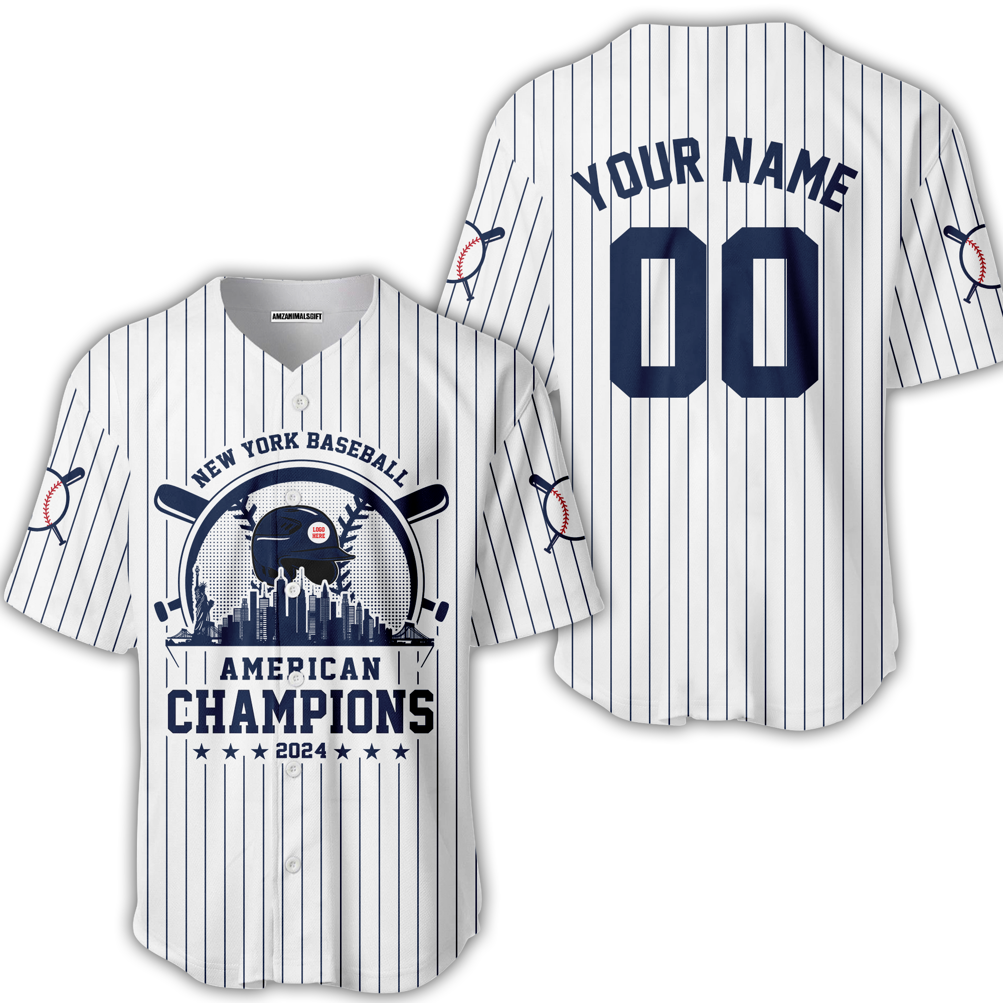 Personalized New York Y Baseball Skyline 2024 American Champions Baseball Jersey, New York Y Champs Baseball Jersey Gifts