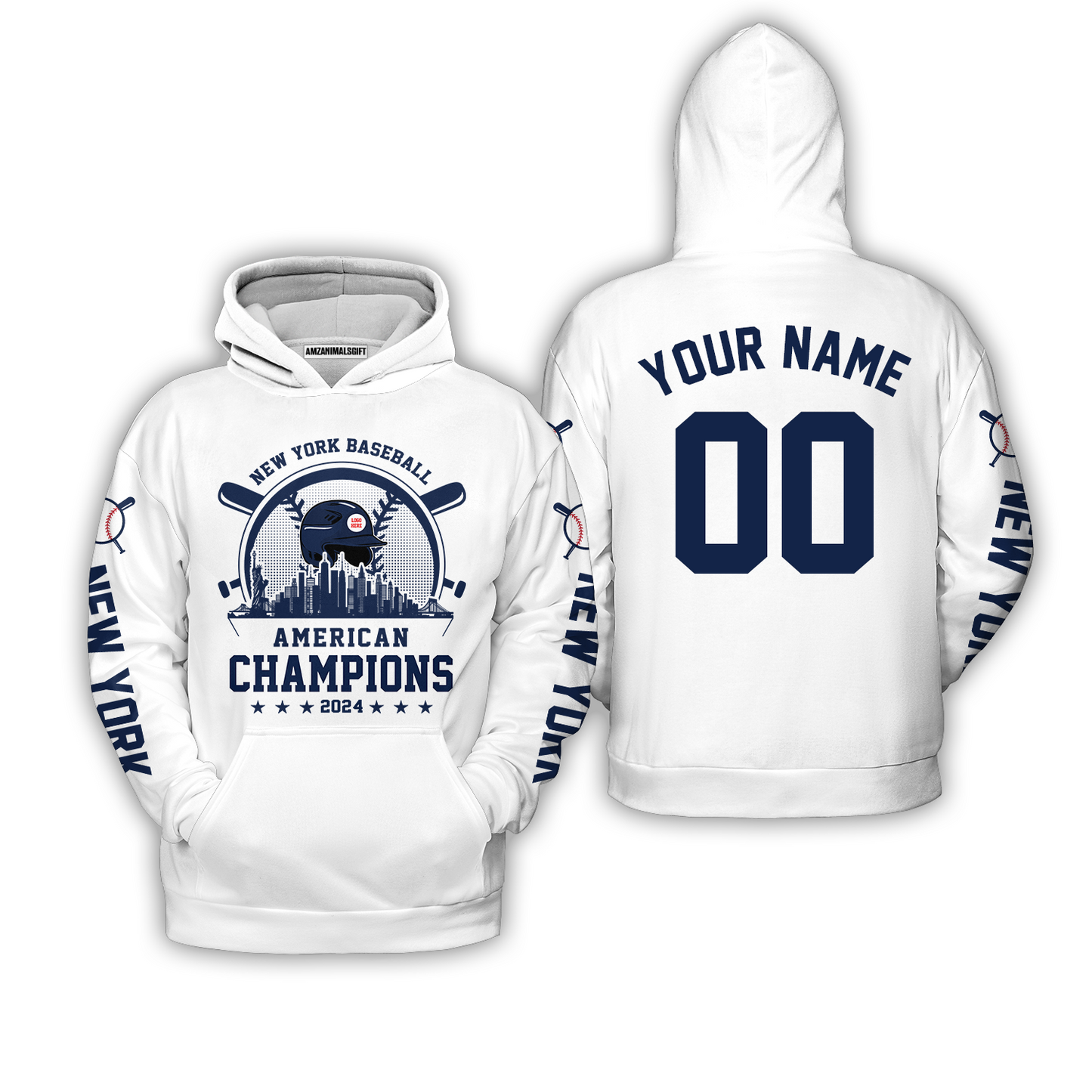 Personalized New York Y Baseball Skyline 2024 American Champions Hoodie, New York Y Champs Hoodie Gifts