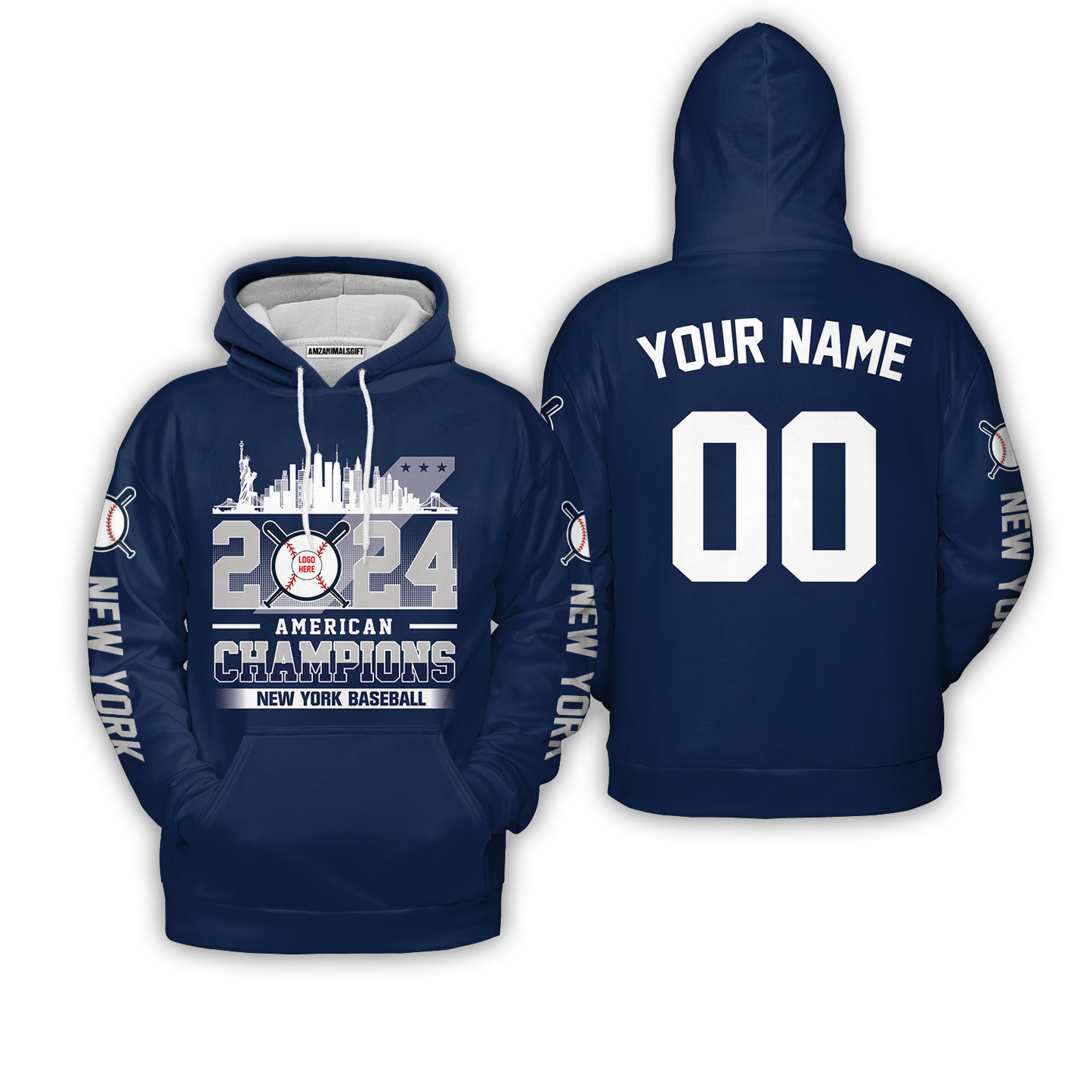 Personalized New York Y Baseball 2024 American Champions Hoodie, New York Y Champs Hoodie Gifts