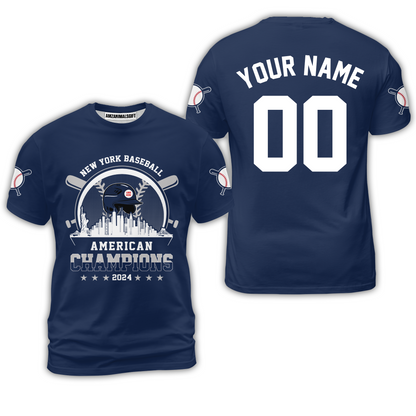 Personalized New York Y Baseball Skyline 2024 American Champions Hoodie, New York Y Champs Hoodie Gifts