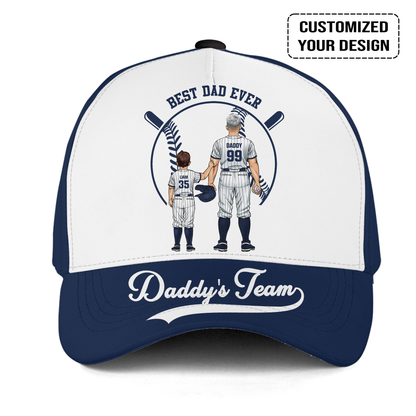 Personalized New York Y Baseball Theme Family Dad Cap, Best Dad Ever, Daddy's Team Hat For Dad, Father, Grandpa, Family