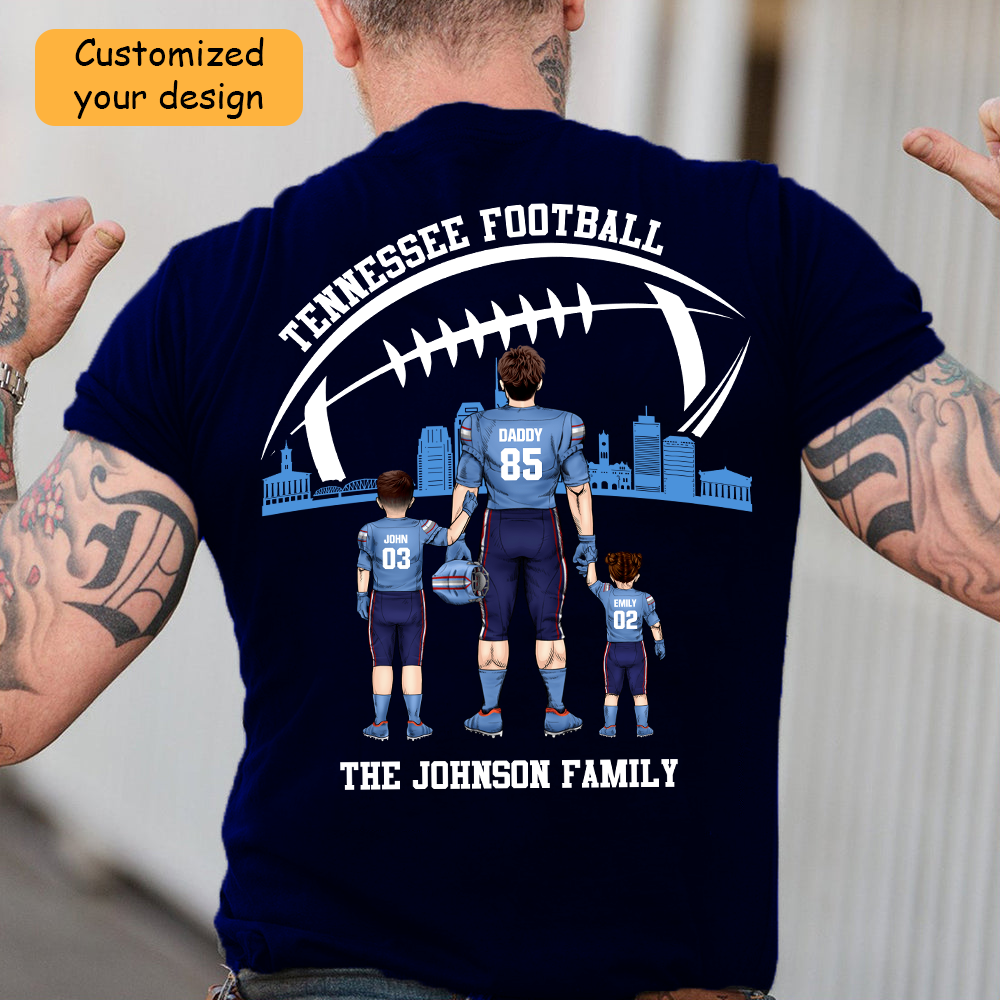 Personalized Tennessee American Football Family Dad Shirt, Perfect Gift For Dad, Father, Grandpa, Family, Football Lovers