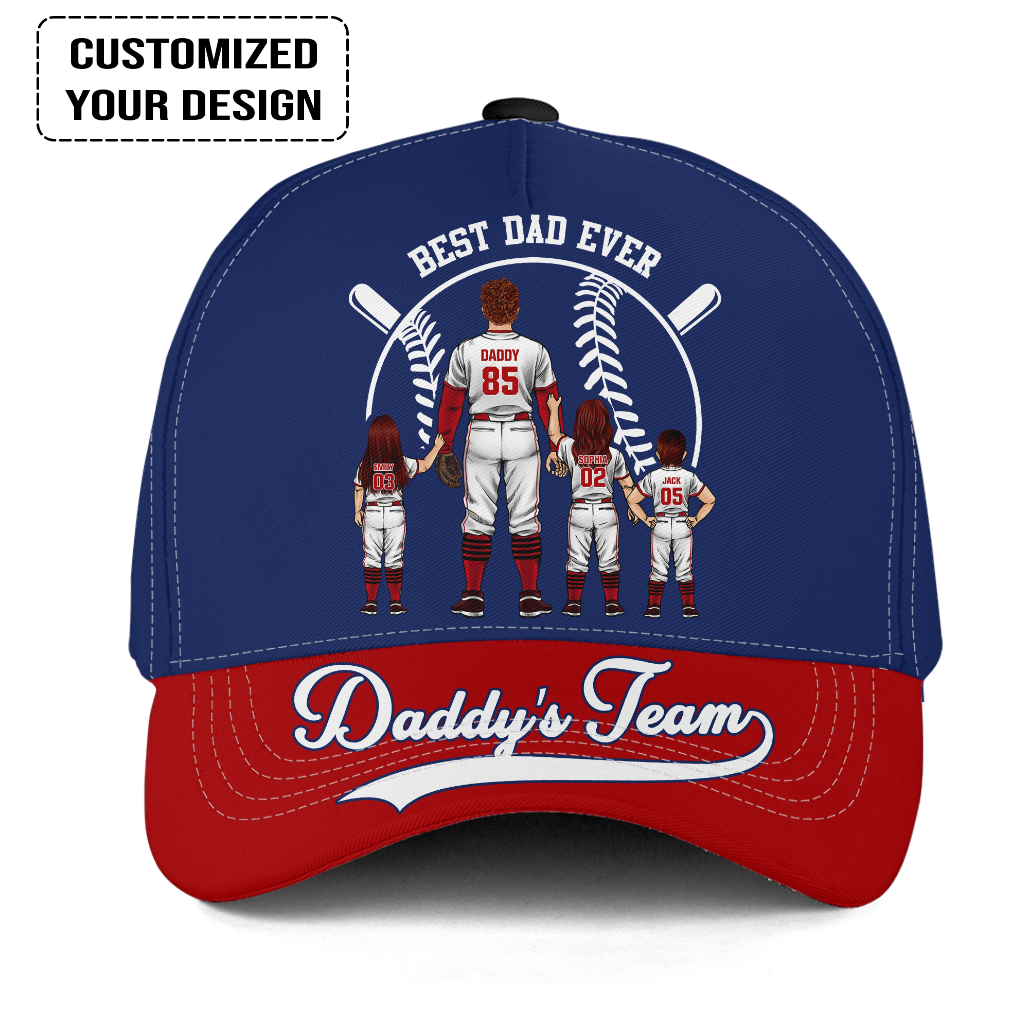 Personalized Washington Baseball Theme Family Dad Cap - Best Dad Ever, Perfect Hat For Dad, Father, Grandpa, Family