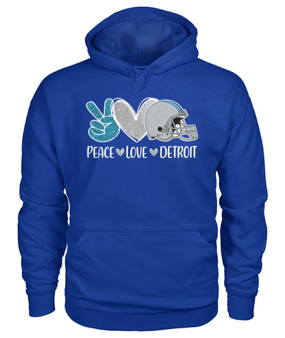 Detroit American Football Peace Silver Blue Sweatshirts, Perfect Outfit For Men Women Family Love Detroit Football Sport Lovers