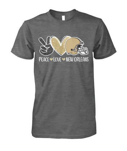 New Orleans American Football Peace Black Old Gold T-Shirt, Football Outfit For Men Women Family Love New Orleans Football Sport