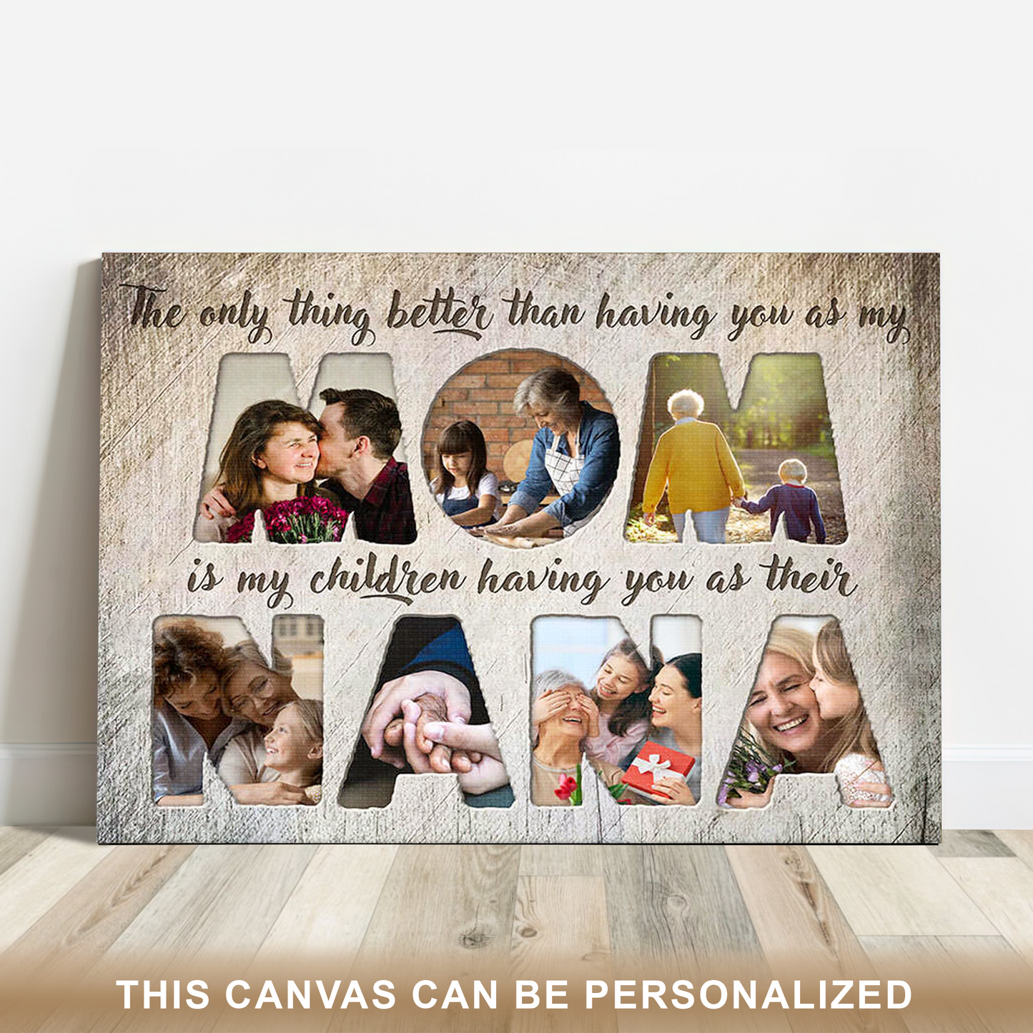 Special Gift For Mom With Mother Moments, Custom Photo Canvas Gift for Birthday, Thanksgiving, Christmas