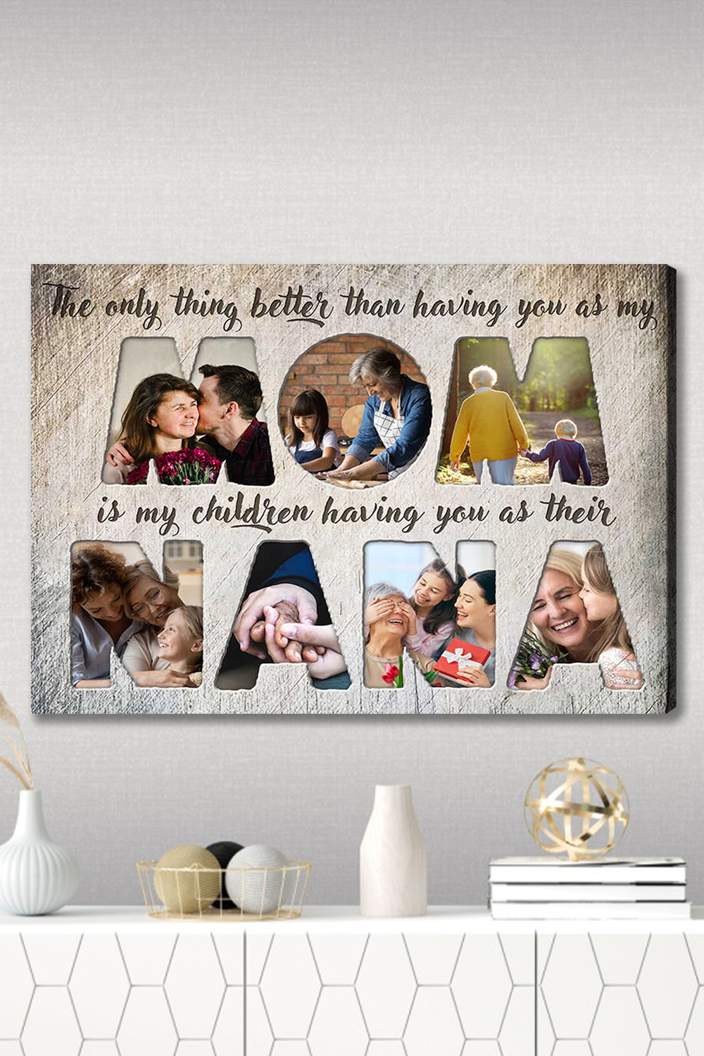 Special Gift For Mom With Mother Moments, Custom Photo Canvas Gift for Birthday, Thanksgiving, Christmas