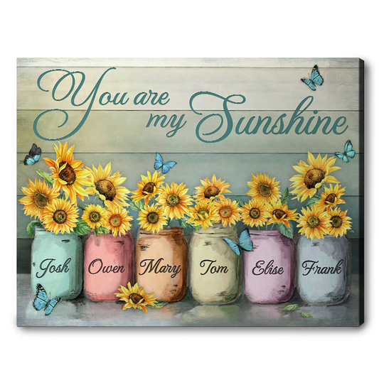 Special Gifts For Grandma With Grandkids’ Names, Sunflower Canvas Gift for Grandmother, Nana, Granny