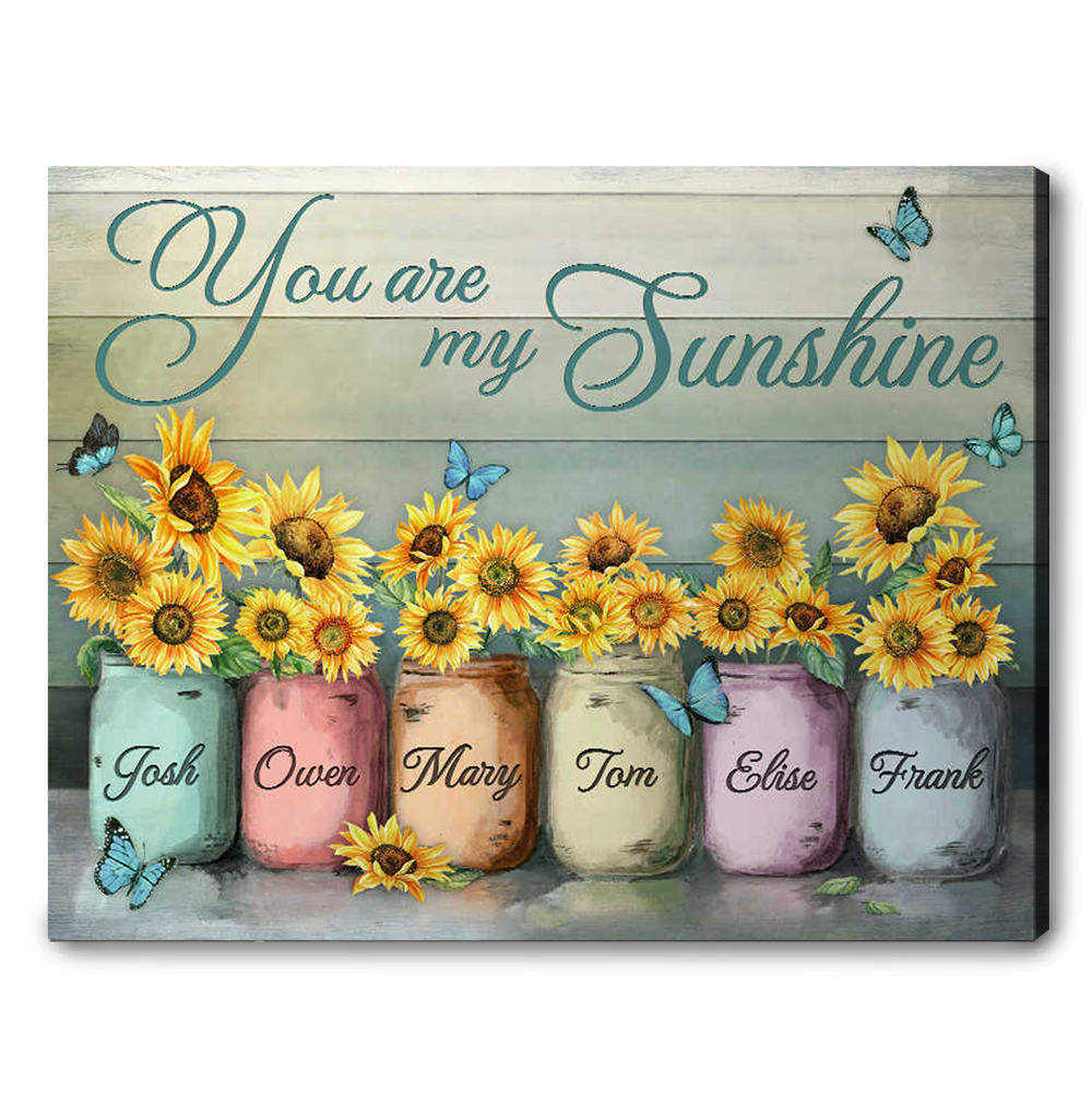 Special Gifts For Grandma With Grandkids’ Names, Sunflower Canvas Gift for Grandmother, Nana, Granny