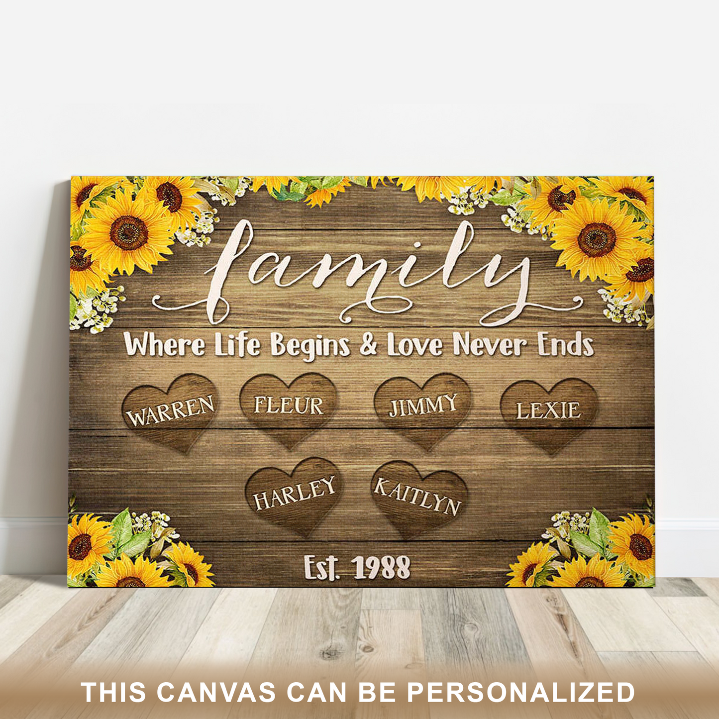 Stunning Wall Decor For Family With Member Name, Personalized Family Canvas Gift for Thanksgiving, Christmas, First Christmas, New Home