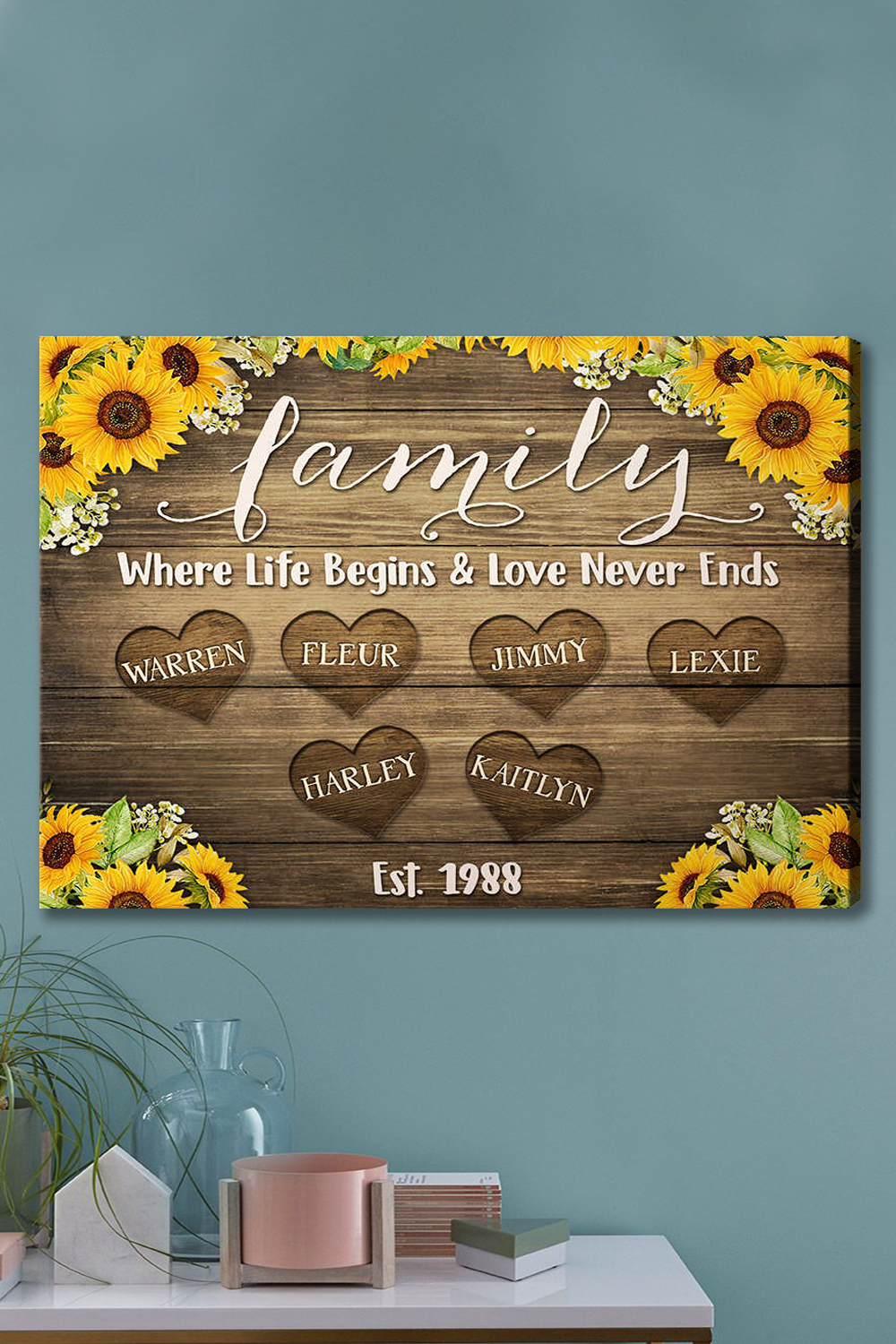 Stunning Wall Decor For Family With Member Name, Personalized Family Canvas Gift for Thanksgiving, Christmas, First Christmas, New Home