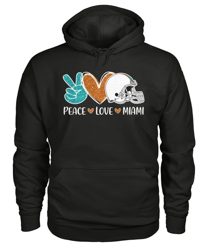 Miami American Football Peace Orange Aqua Blue Hoodies, Perfect Outfit For Men Women Family Love Miami Football Sport Lovers