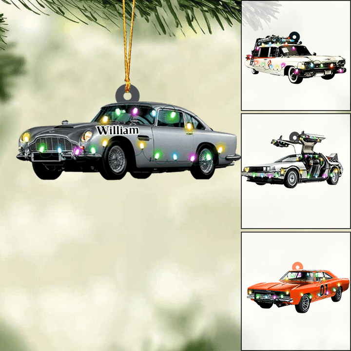 Personalized Classic Movie Car Collection Acrylic Ornament, Custom Christmas Ornament Gifts For Car Lovers