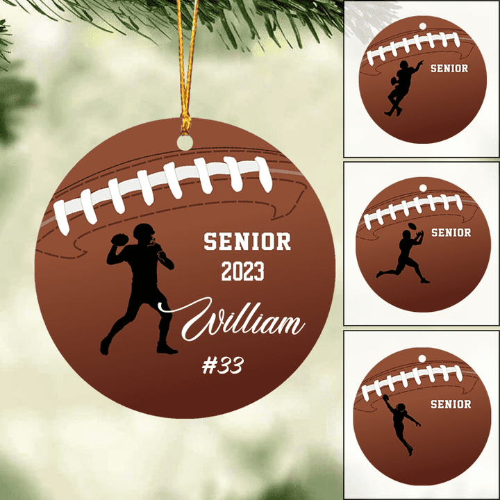 Personalized American Football Player Silhouette Acrylic Ornament, Custom Christmas Ornament Gifts For American Football