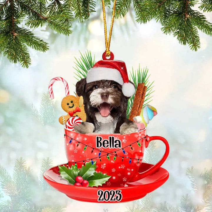 Customized Awesome Havanese Dog Santa Hat In Red Cup Acrylic Ornament, Christmas Gifts Ornament for Dog Lover