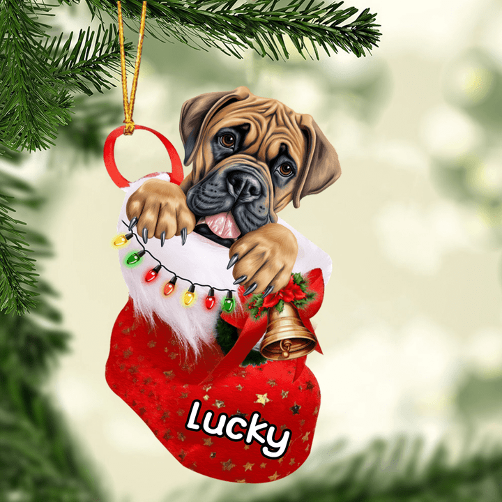 Personalized Boerboel Christmas Stocking Acrylic Ornament, Christmas Gifts Ornament for Dog Lover