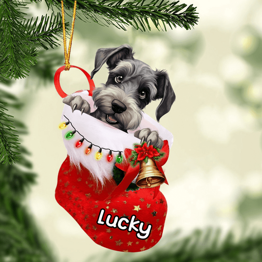 Personalized Cesky Terrier Dog In Christmas Stocking Acrylic Ornament, Christmas Gifts Ornament for Dog Lover