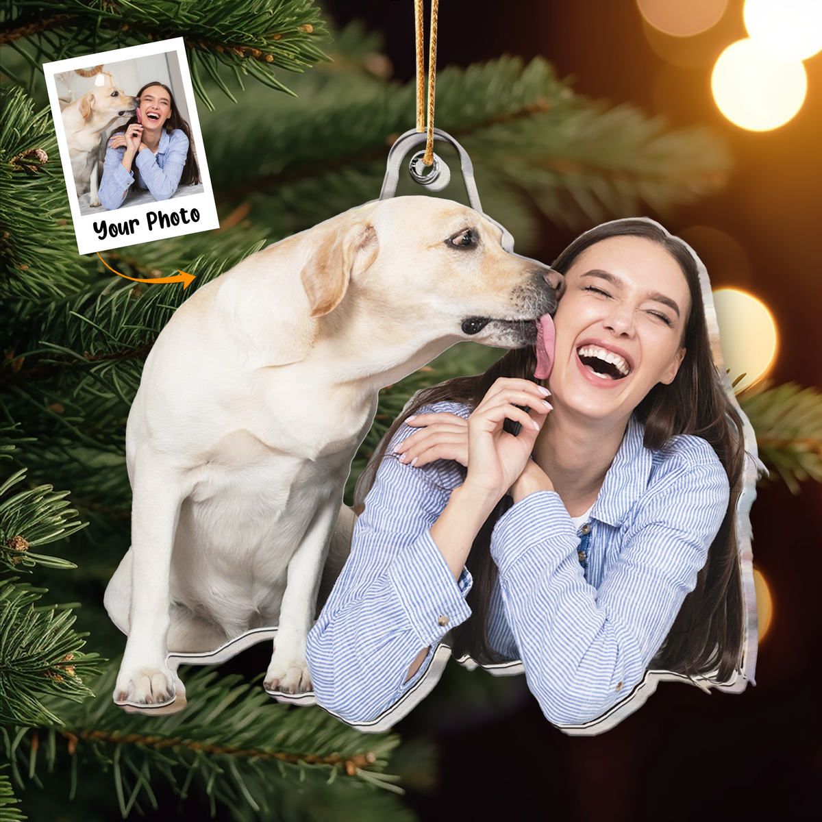 Personalized Moment With Dog Cat Pet Photo Acrylic Ornament, Meaningful Christmas Gift For Family, Friends