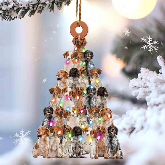 Brittany Spaniel Dog Light Christmas Tree Acrylic Ornament, Christmas Gifts Ornament for Dog Lover, Dog Mom